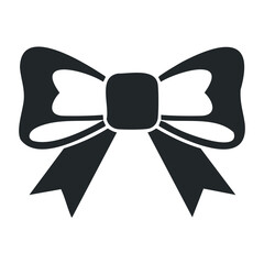 Elegant black bow icon with ribbon design on white background for fashion and decoration. Vector illustration