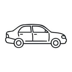 Fototapeta premium Simple sedan car outline in black and white drawing for design projects. Vector illustration