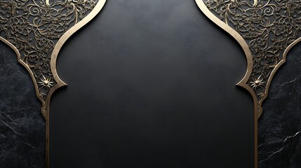 Ornate gold arches on dark background