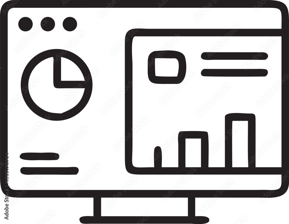 Fototapete Desktop Computer Monitor and Keyboard Silhouette on White Background screen