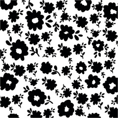 Abstract silhouettes Flower pattern, Hand-drawn botanical flower on white background. Vector botany floral design.