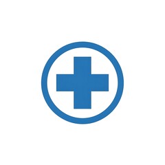 Fototapeta premium Bright blue medical cross symbol within a circle representing health, aid, and healthcare services.