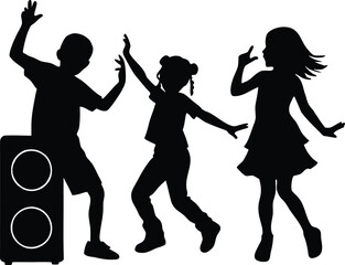 kids recording tiktok dance silhouette, kids filming TikTok dance silhouette