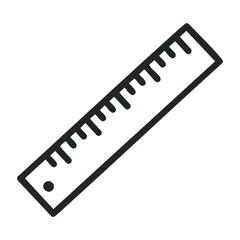 Black and white ruler icon with inch and centimeter markings. Vector illustration