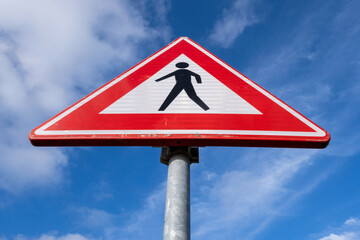 Dutch road sign: pedestrians crossing ahead