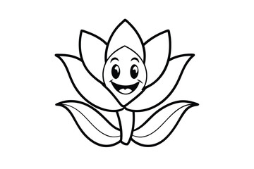 Fototapeta premium Flower Bud Character Opening With Smile Face