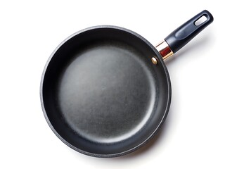Black non stick frying pan with stainless steel handle accent image