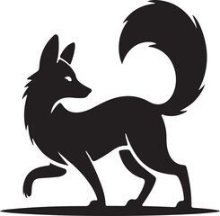 Vector illustration of a cute wild wolf animal with fur and silhouette design