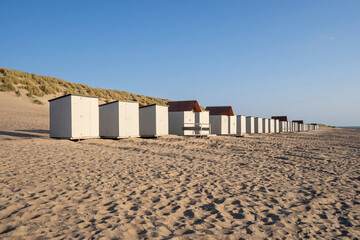 Naklejka premium beach huts in Zeeland, Netherlands