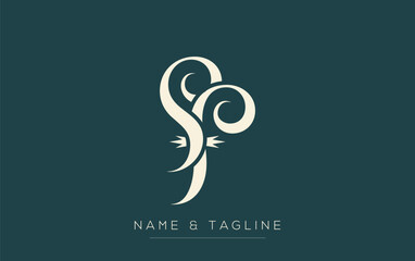 Fototapeta premium SF Elegant Monogram Logo Design Featuring Stylized Letters. A sophisticated monogram logo representation showcasing artistic typography with a modern design