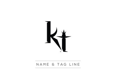 KT logo design. A sophisticated, minimalistic logo design featuring golden stylized typography,  perfect for branding concepts emphasizing luxury, professionalism, and contemporary aesthetics.