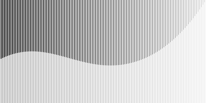 Black and White Abstract Background with Vertical Lines and Smooth Waves. Vector Illustration for Design and Decoration.