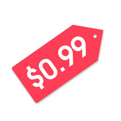 $0.99 only png, red colour price tag, digital label design, flat isolated tag
