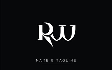 RW Elegant Monogram Logo Design Featuring Stylized Letters. A sophisticated monogram logo representation showcasing artistic typography with a modern design