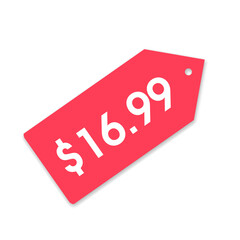 $16.99 only png, red colour price tag, flat style badge, market deal label