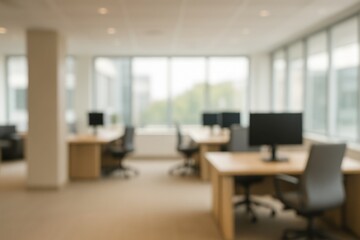 Professional office environment with soft focus background creating clean workspace atmosphere for business photography