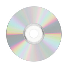 Blank CD or DVD disc with rainbow holographic reflection, digital media mockup. Isolated on transparent background, png