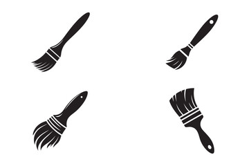 Paint Brush Silhouette Set Vector