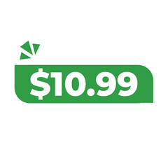 $10.99 only png, green colour price tag, minimal style offer tag, shop display purpose