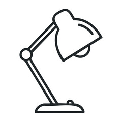 Outline of a classic desk lamp with adjustable arm and base. Vector illustration