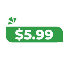 $5.99 only png, green colour price tag, clean shopping deal design, modern ecommerce style