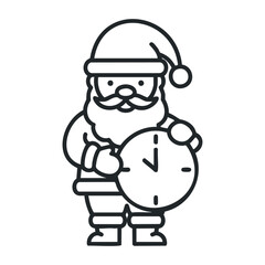 Obraz premium Cartoon santa claus holding clock celebrating new year christmas time concept. Vector illustration