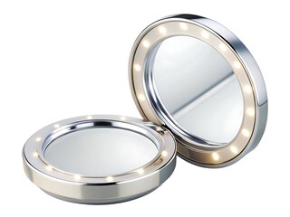 Sleek illuminated makeup mirror compact round