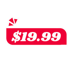 $19.99 only png, red colour price tag, stylish promo mark, store price layout
