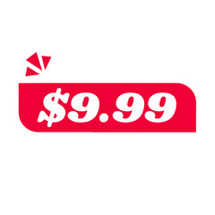 $9.99 only png, red colour price tag, shop discount design, label for promo