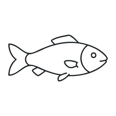 Outline of simple fish with fins and tail in minimalistic style. Vector illustration