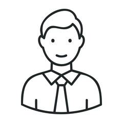 Line art man icon in business attire with simple outline style. Vector illustration