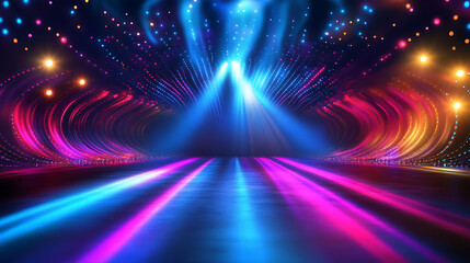 Festival stage visuals with powerful neon lighting effects high resolution picture