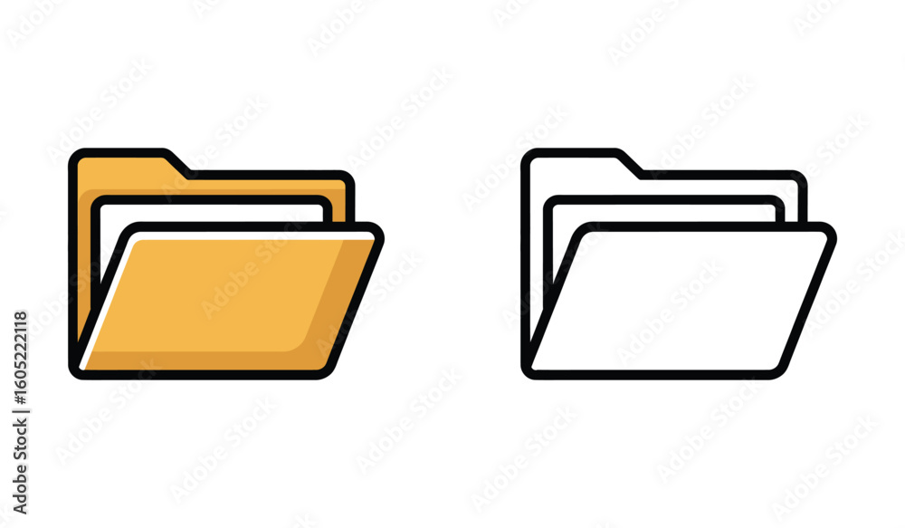 Poster folder icon design displaying symbol of file storage for organization and documents colored and unco