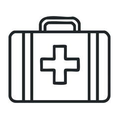 Obraz premium Medical first aid kit with cross symbol for emergency use. Vector illustration