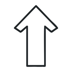 Black outline arrow pointing upwards on white background. Vector illustration