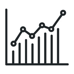 Progress trend graph with rising line and bar chart displaying positive data. Vector illustration