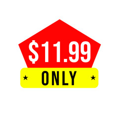 $11.99 only png, red colour price tag, bold discount label, clean sales mark