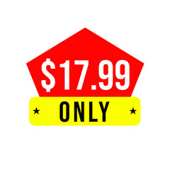 $17.99 only png, red colour price tag, cool promo tab, shop now sticker