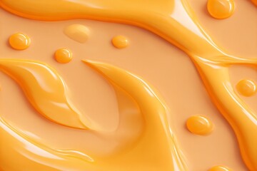 Seamless pattern of yellow orange glaze drips and drops. Sweet food background. Abstract dessert texture.
