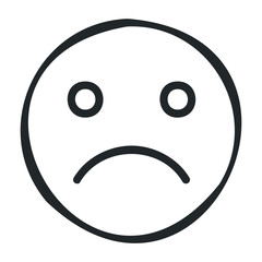 Sad face emoji symbolizing unhappiness and discontent. Vector illustration