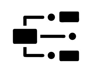 Simple black glyph icon of a project flowchart. Business process workflow and organizational structure.