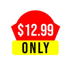 $12.99 only png, red colour price tag, soft square tag, flash promo shape