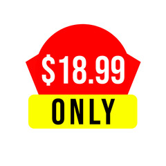 $18.99 only png, red colour price tag, quick sale badge, discount label art