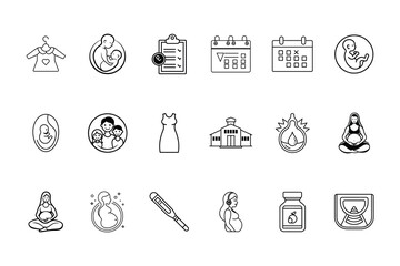 Pregnancy icons bundle baby care symbols medical elements vector