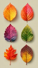 Obraz premium Colorful autumn leaves displayed in a neat arrangement showcasing seasonal transitions in nature's palette
