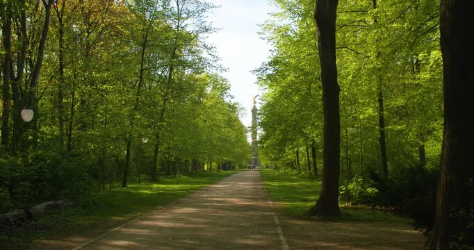 The Victory Column or  Siegessaule, viewed from The Tiergarten public park in Berlin, Germany, Europe
