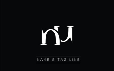 NU logo design. A sophisticated, minimalistic logo design featuring golden stylized typography,  perfect for branding concepts emphasizing luxury, professionalism, and contemporary aesthetics.