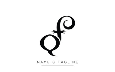 Fototapeta premium QF Elegant Monogram Logo Design Featuring Stylized Letters. A sophisticated monogram logo representation showcasing artistic typography with a modern design