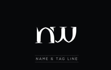 NW logo design. A sophisticated, minimalistic logo design featuring golden stylized typography,  perfect for branding concepts emphasizing luxury, professionalism, and contemporary aesthetics.