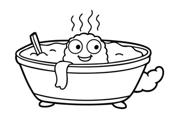 Cup Noodles Cartoon Relaxing In Hot Tub